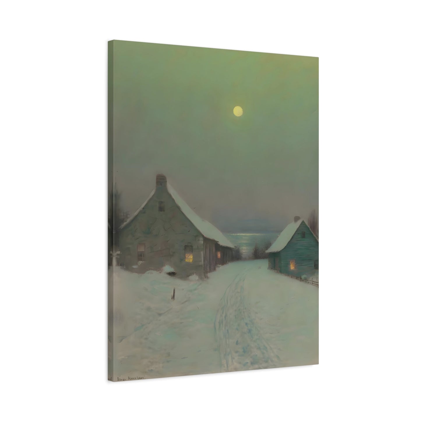 Birge Harrison Christmas Eve - Snow Landscape Canvas Wall Art Print Reproduction