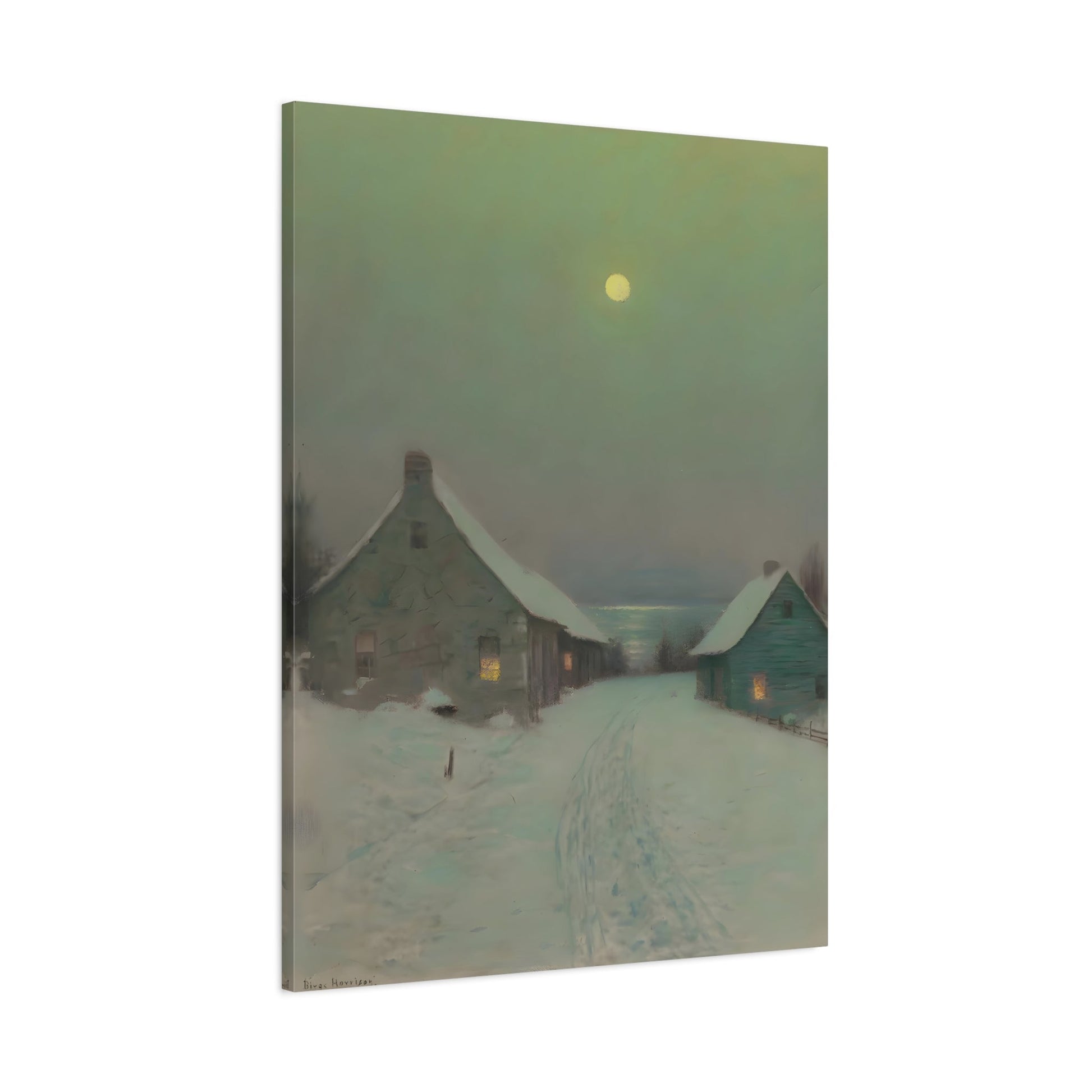 Birge Harrison Christmas Eve - Snow Landscape Canvas Wall Art Print Reproduction