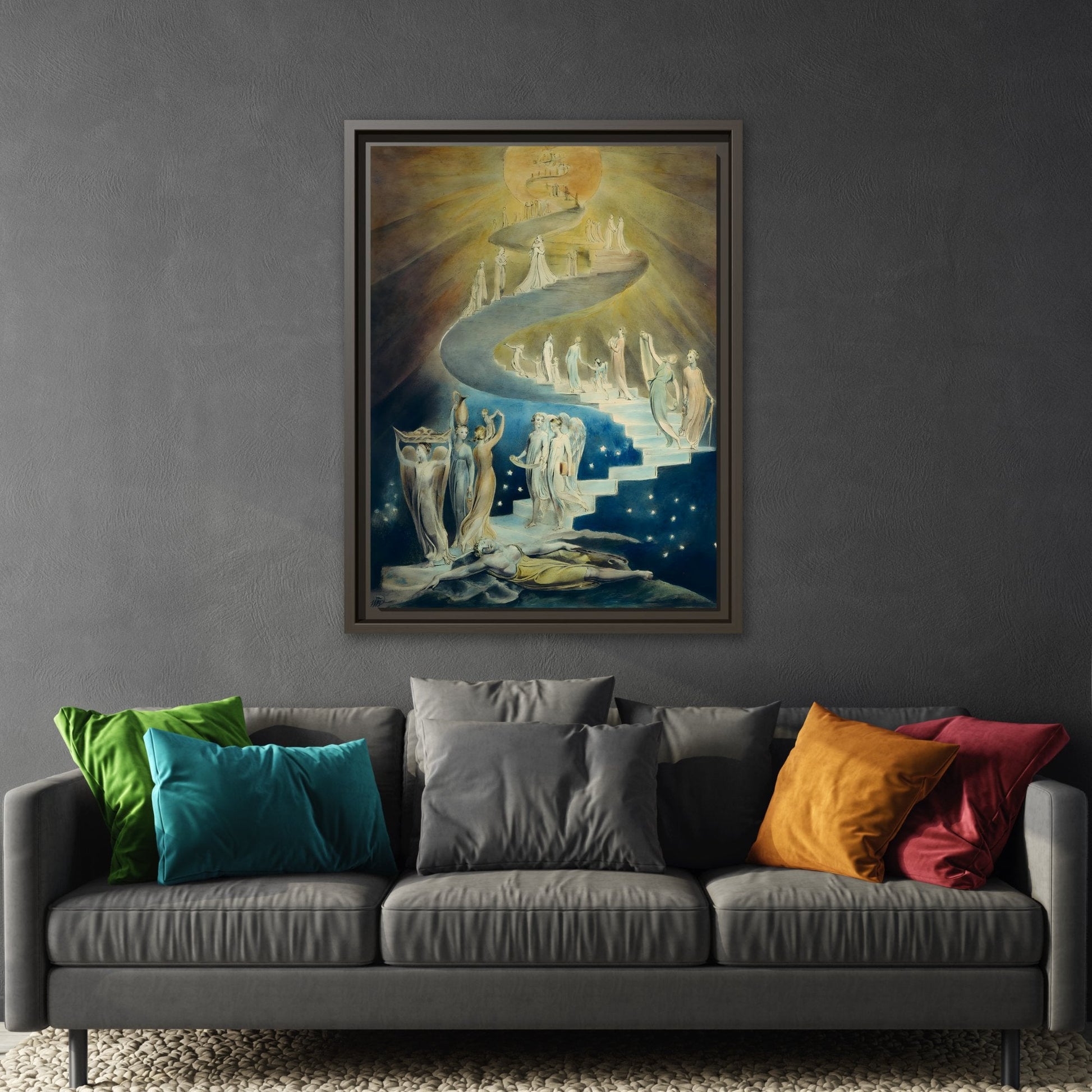 Blake Jacobs Ladder Canvas Prints Wall Art - Religious Angelic Vision Spiritual