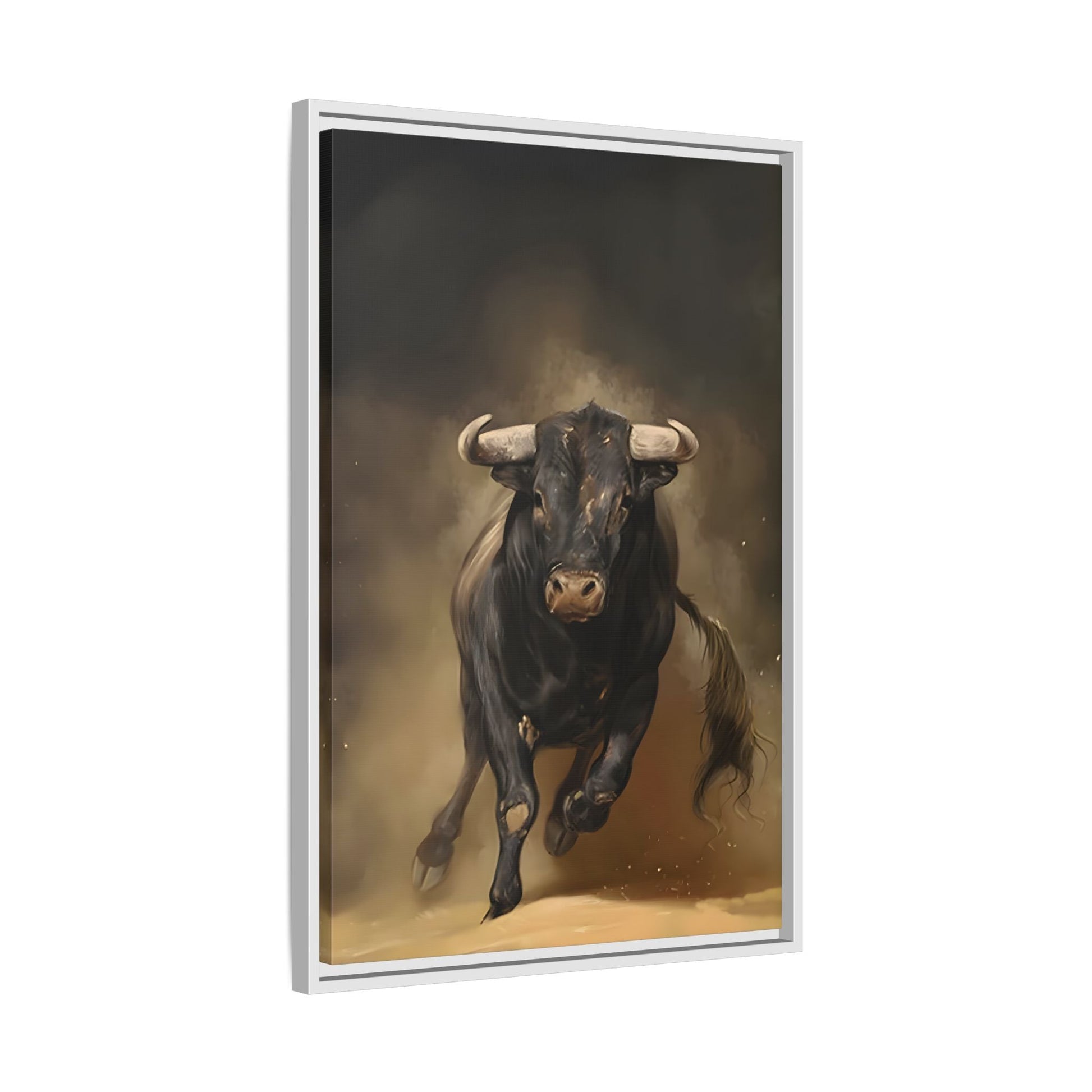 Bold Bull Canvas Wall Art Print - Framed Classical Home Decor