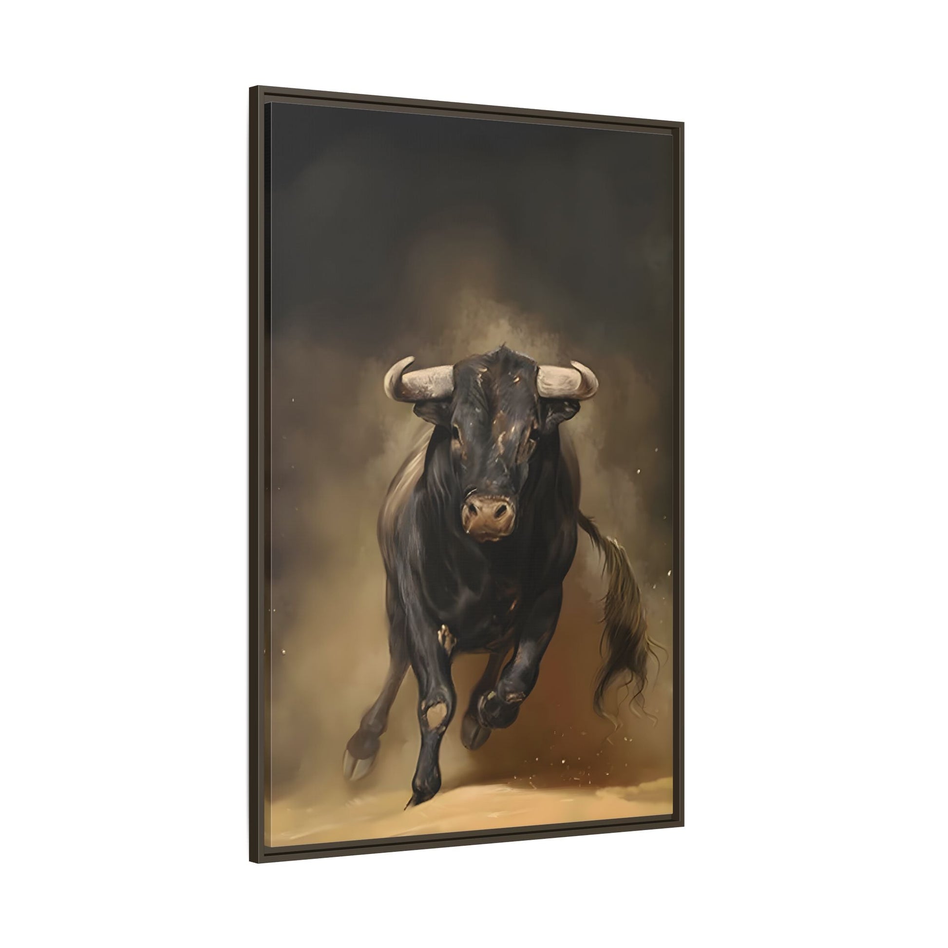 Bold Bull Canvas Wall Art Print - Framed Classical Home Decor