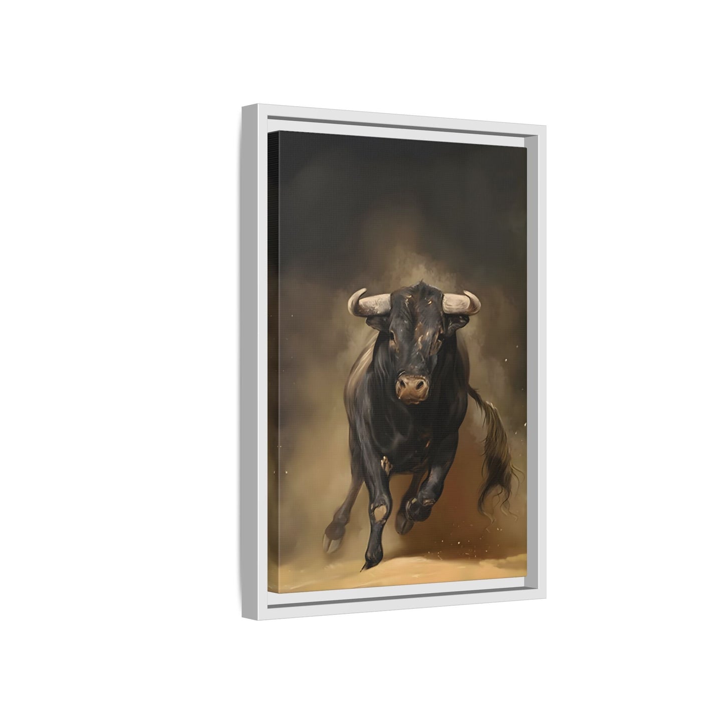 Bold Bull Canvas Wall Art Print - Framed Classical Home Decor