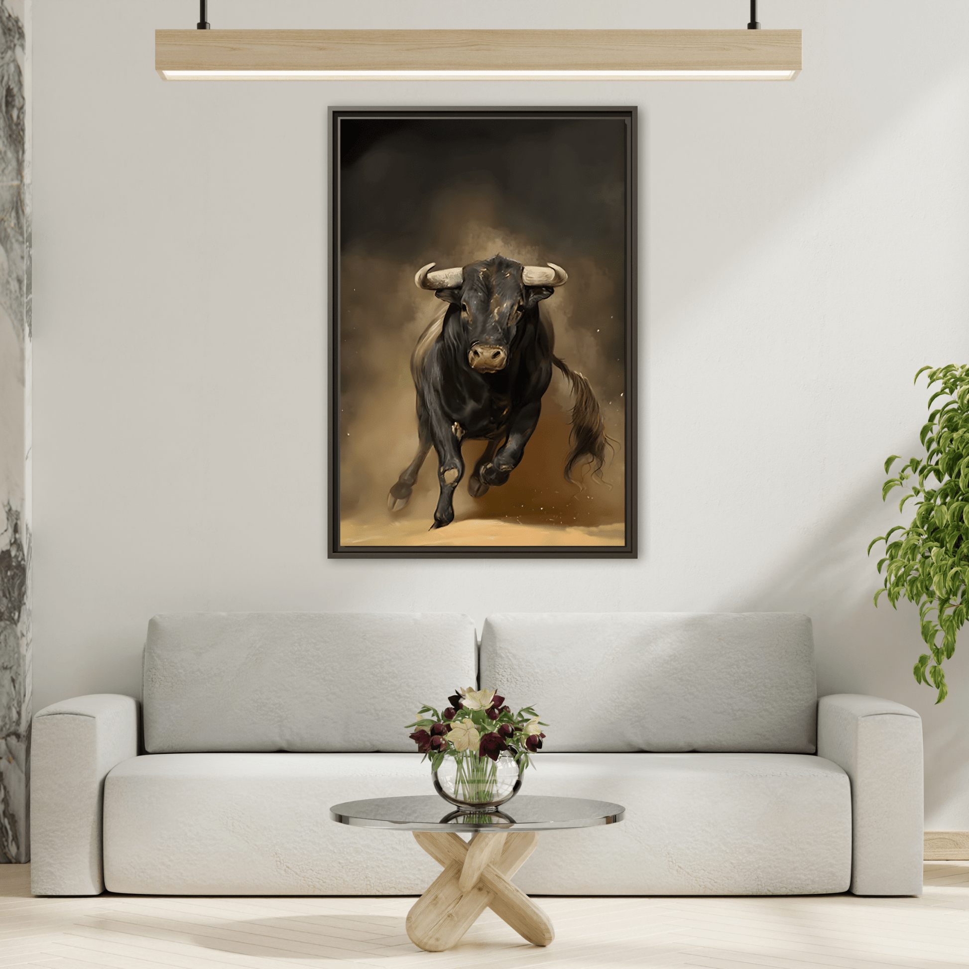 Bold Bull Canvas Wall Art Print - Framed Classical Home Decor