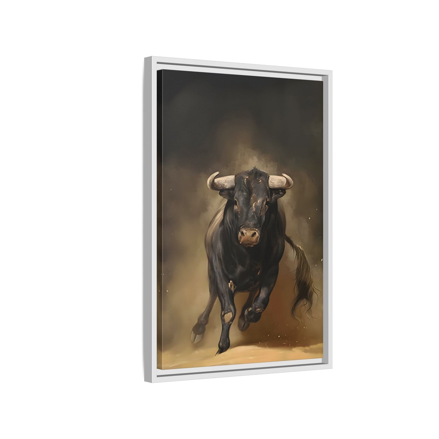 Bold Bull Canvas Wall Art Print - Framed Classical Home Decor