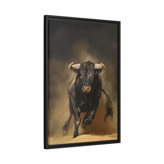 Bold Bull Canvas Wall Art Print - Framed Classical Home Decor