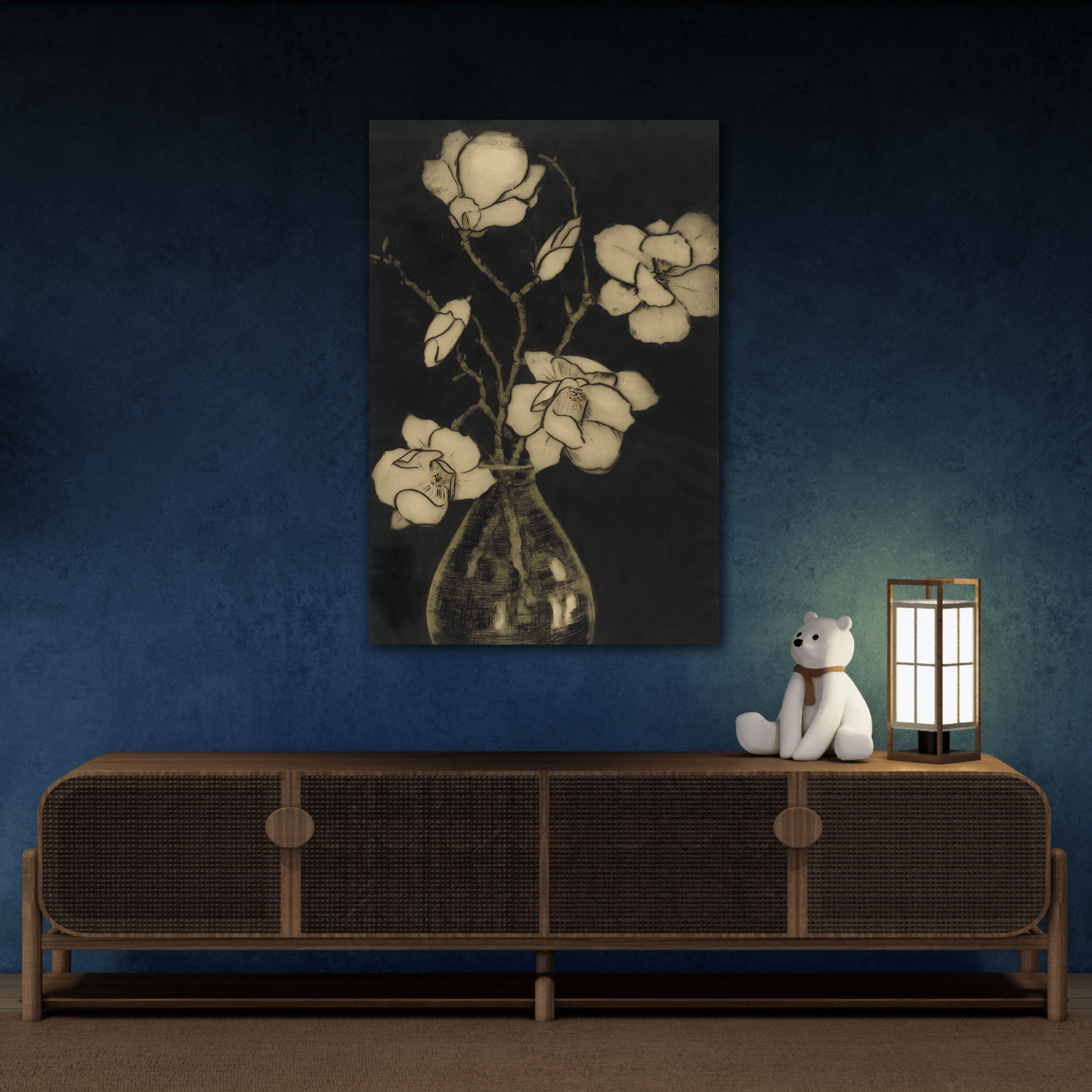 Botanical Canvas Print - Large Vintage Floral Wall Art