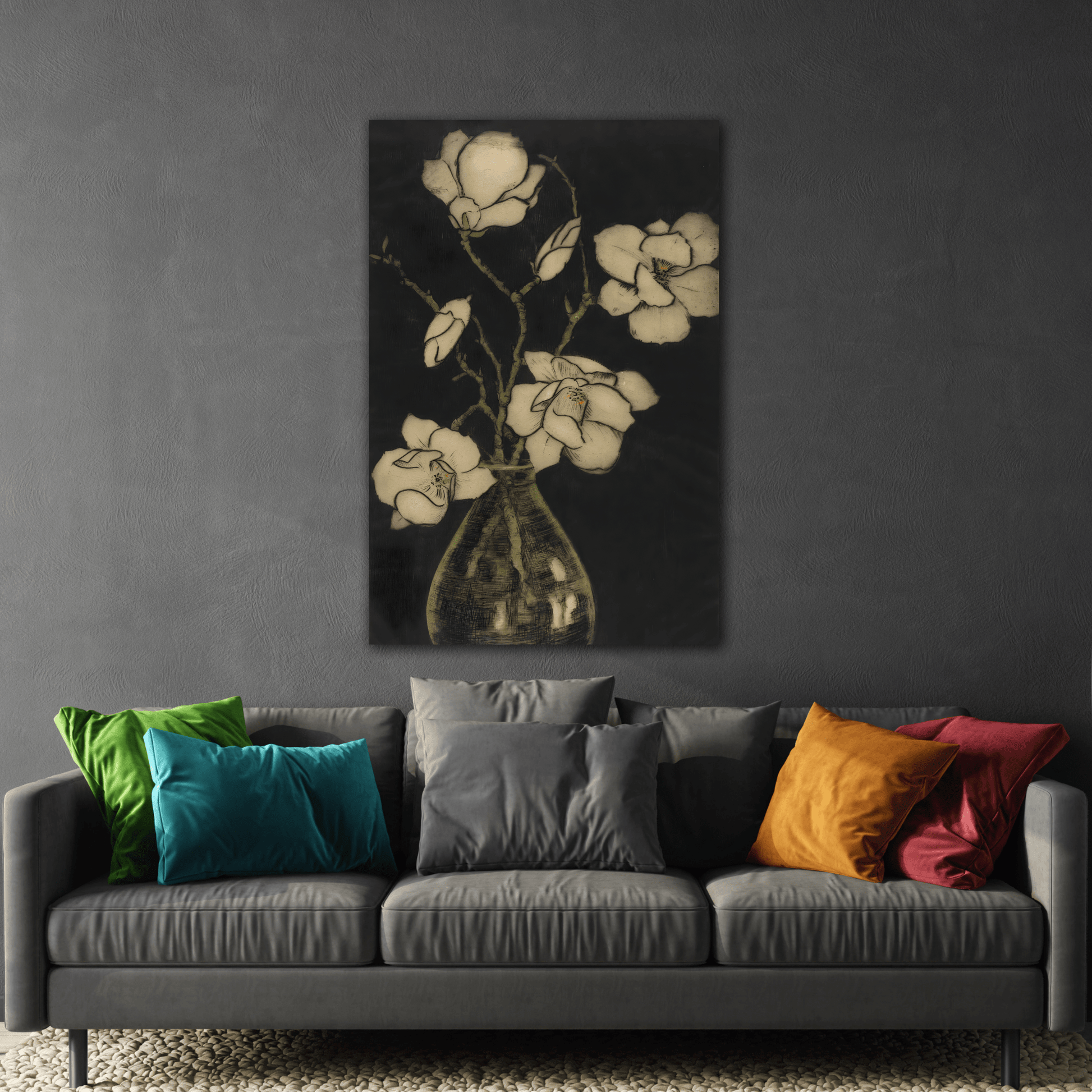 Botanical Canvas Print - Large Vintage Floral Wall Art
