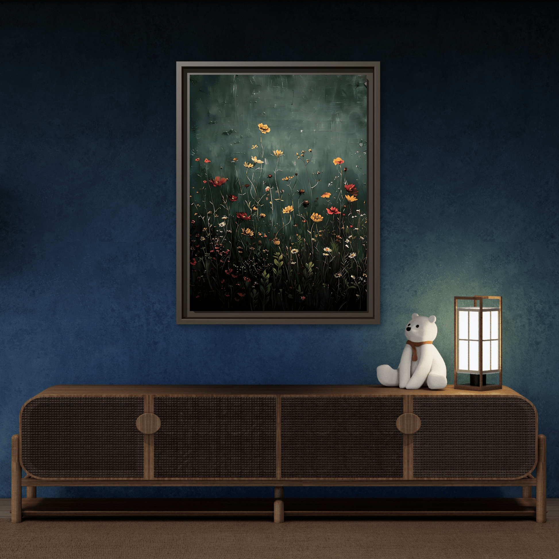 Botanical Floral Wildflower Green Canvas Vintage Vintage Wall Art