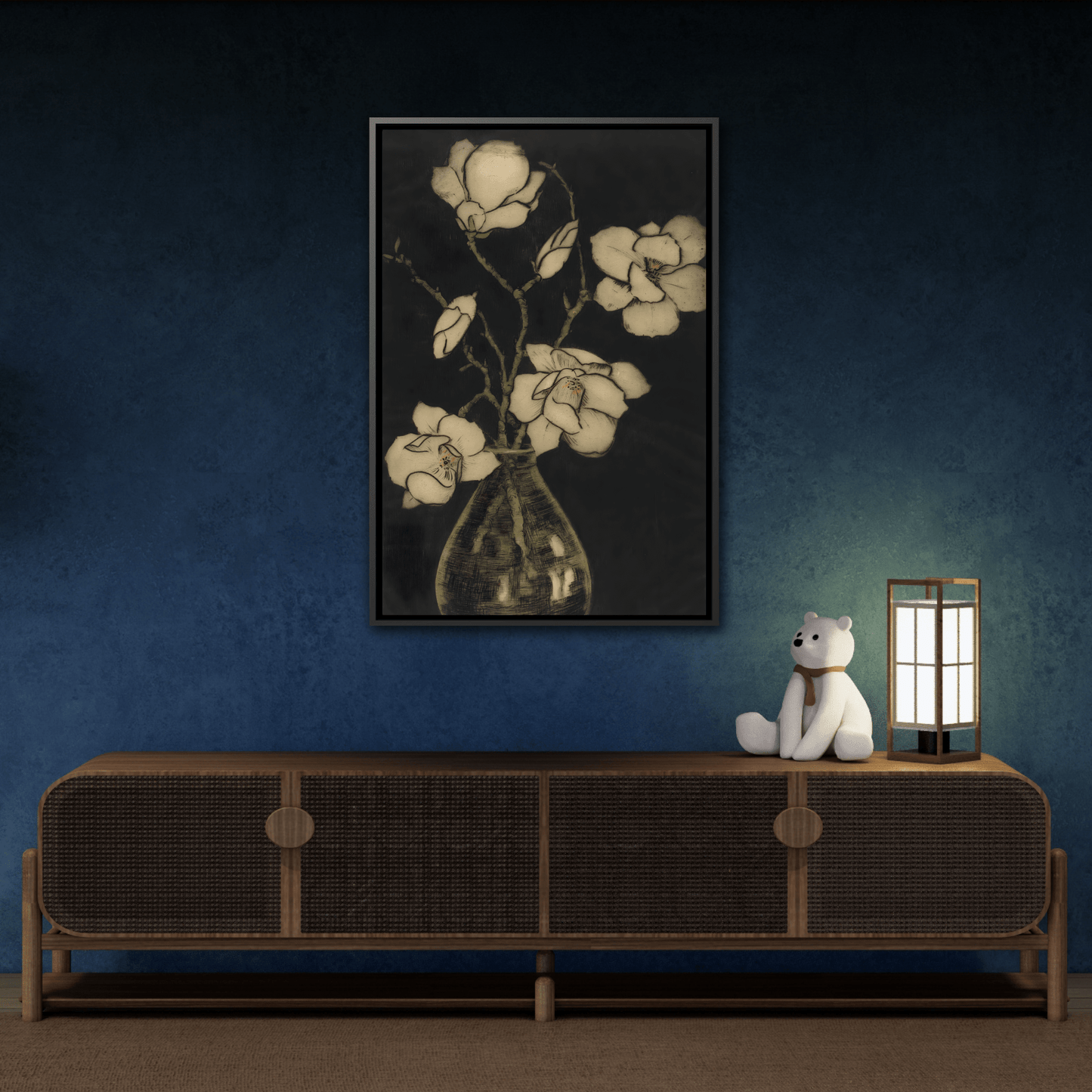 Botanical Framed Canvas Print - Large Vintage Floral Wall Art