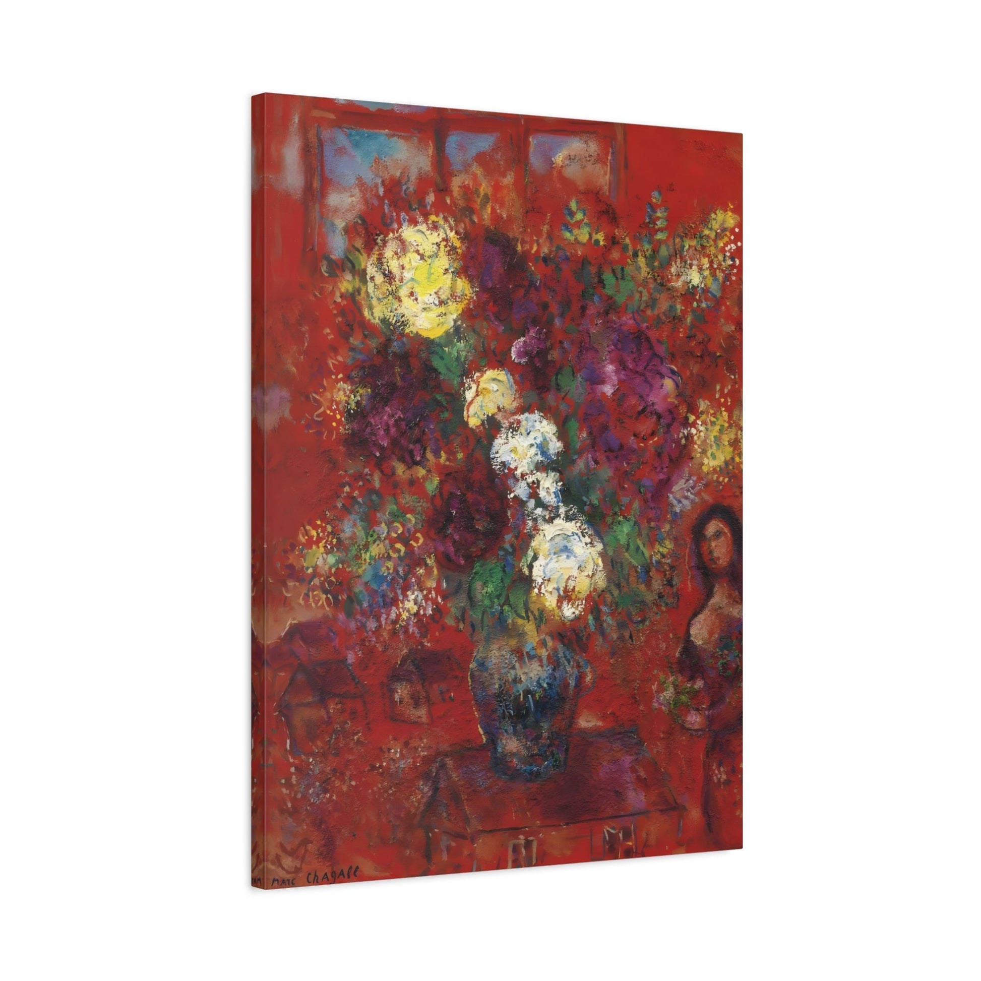 Bouquet Flowers Red - Masterpiece Canvas Chagall Wall Art Print