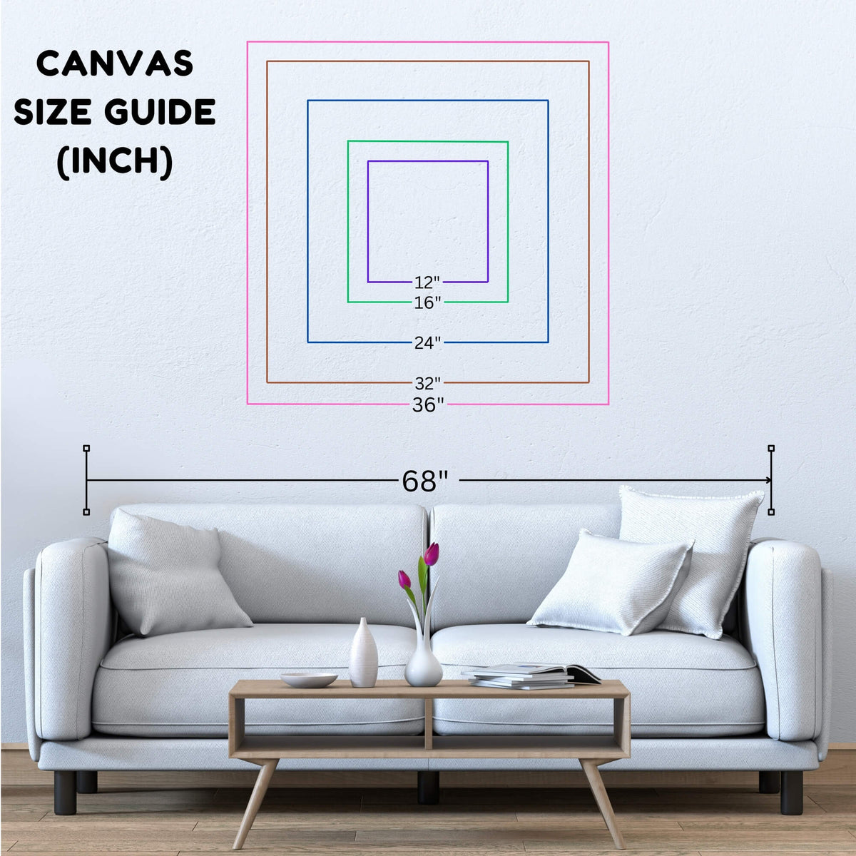 Canvas Print size map in inches