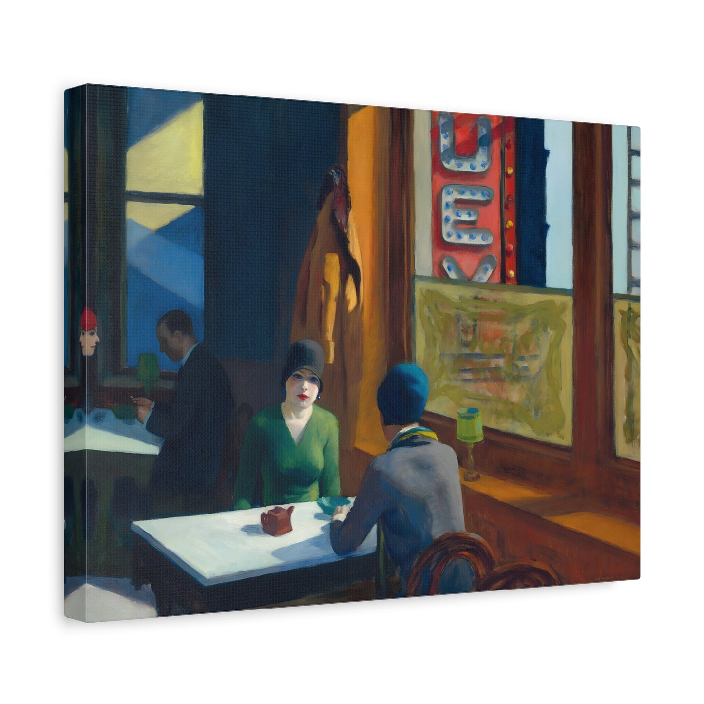 Cafe Shop Canvas Print - Chop Suey Hopper Famous Wall Art Painting Reproduction