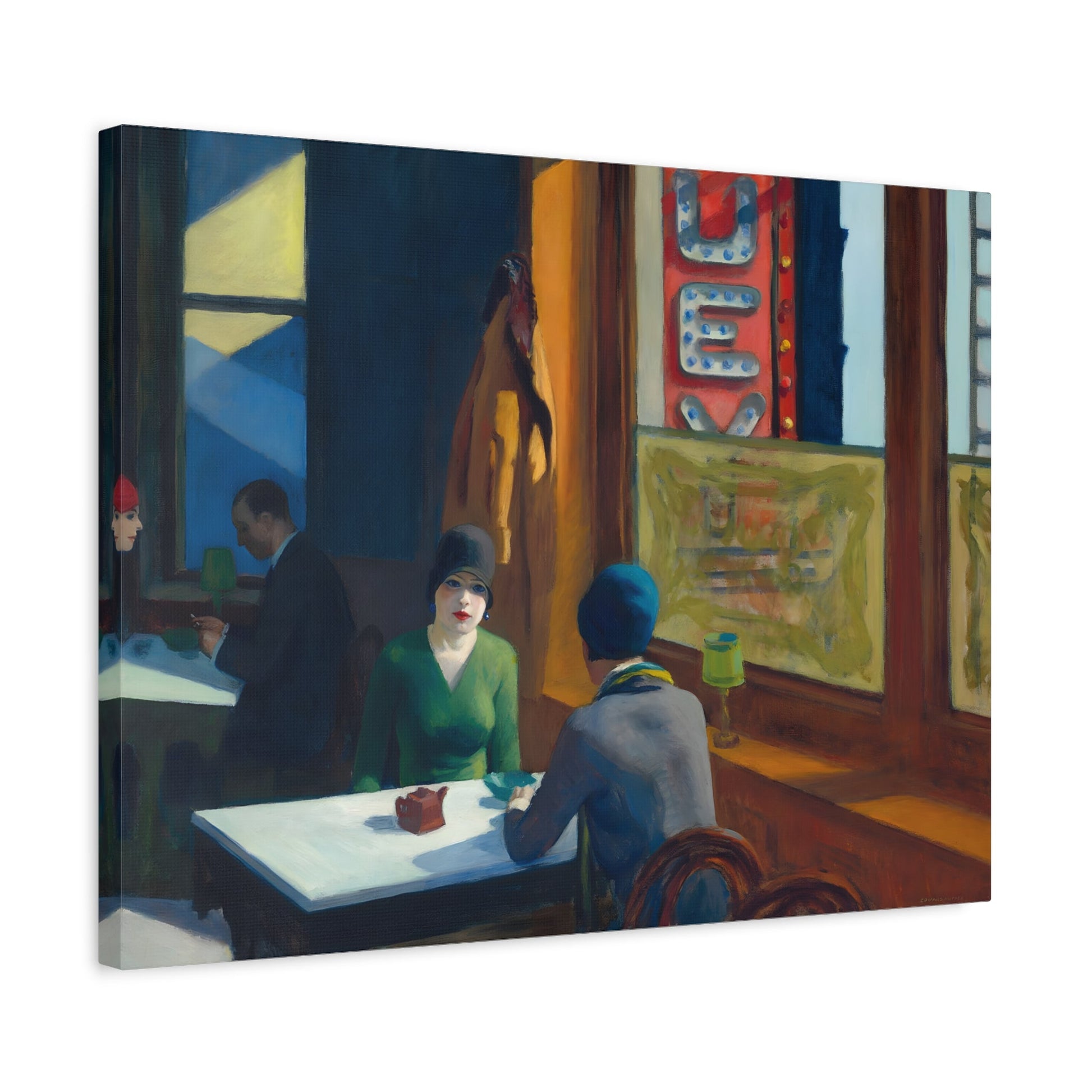 Cafe Shop Canvas Print - Chop Suey Hopper Famous Wall Art Painting Reproduction