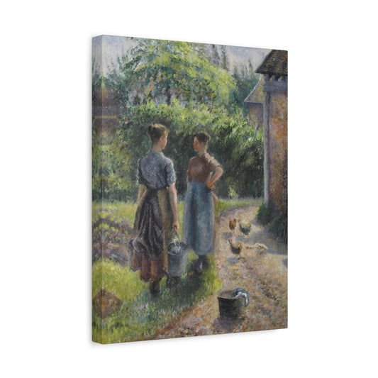 Camille Pissarro Peasant Women Chatting Painting - Wall Art Canvas Artwork Print