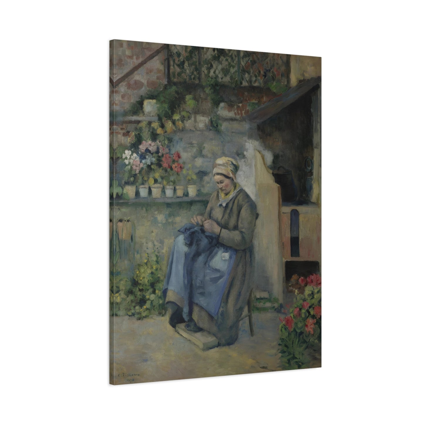 Camille Pissarro The Jolly Mending Mother - Canvas Art Reproduction