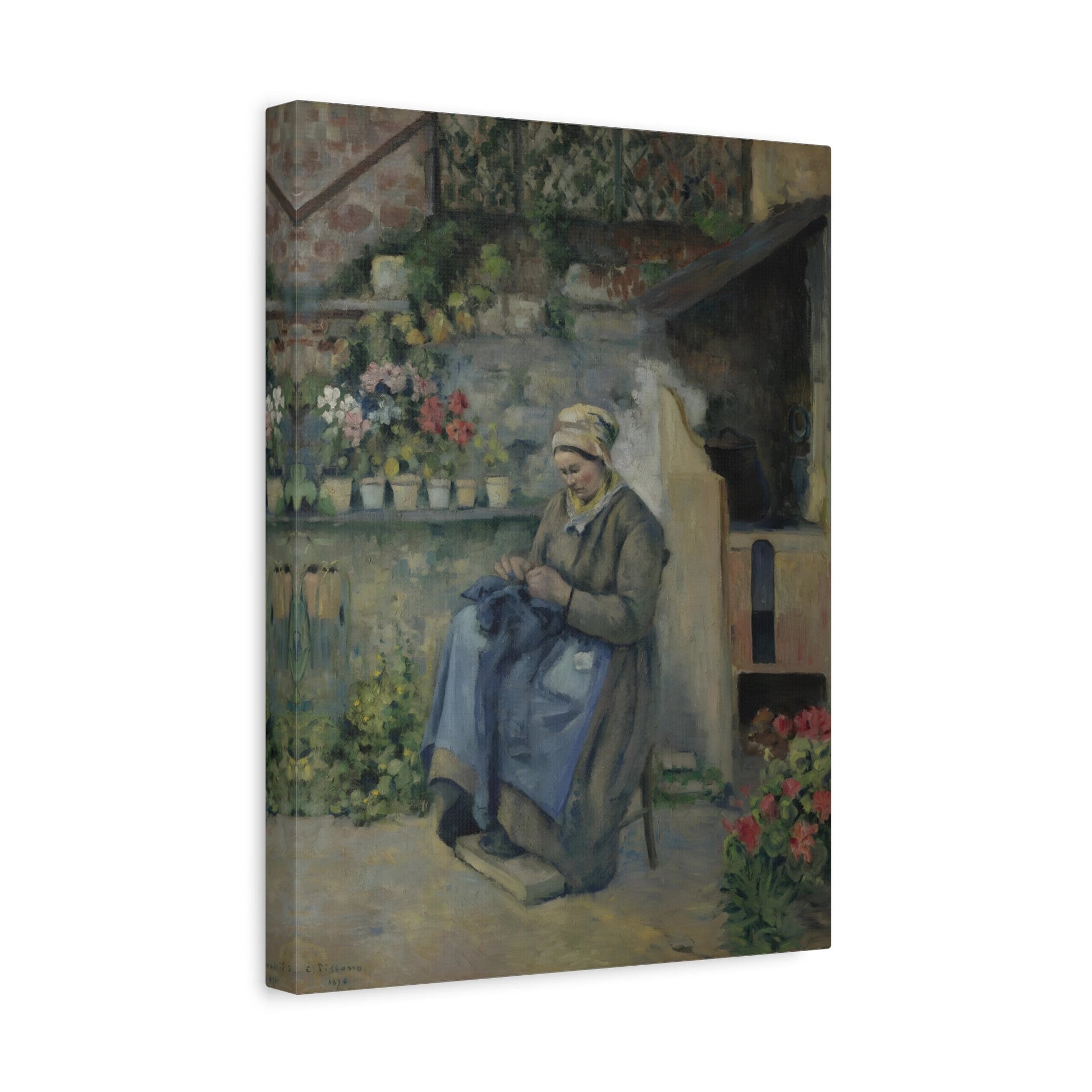 Camille Pissarro The Jolly Mending Mother - Canvas Art Reproduction