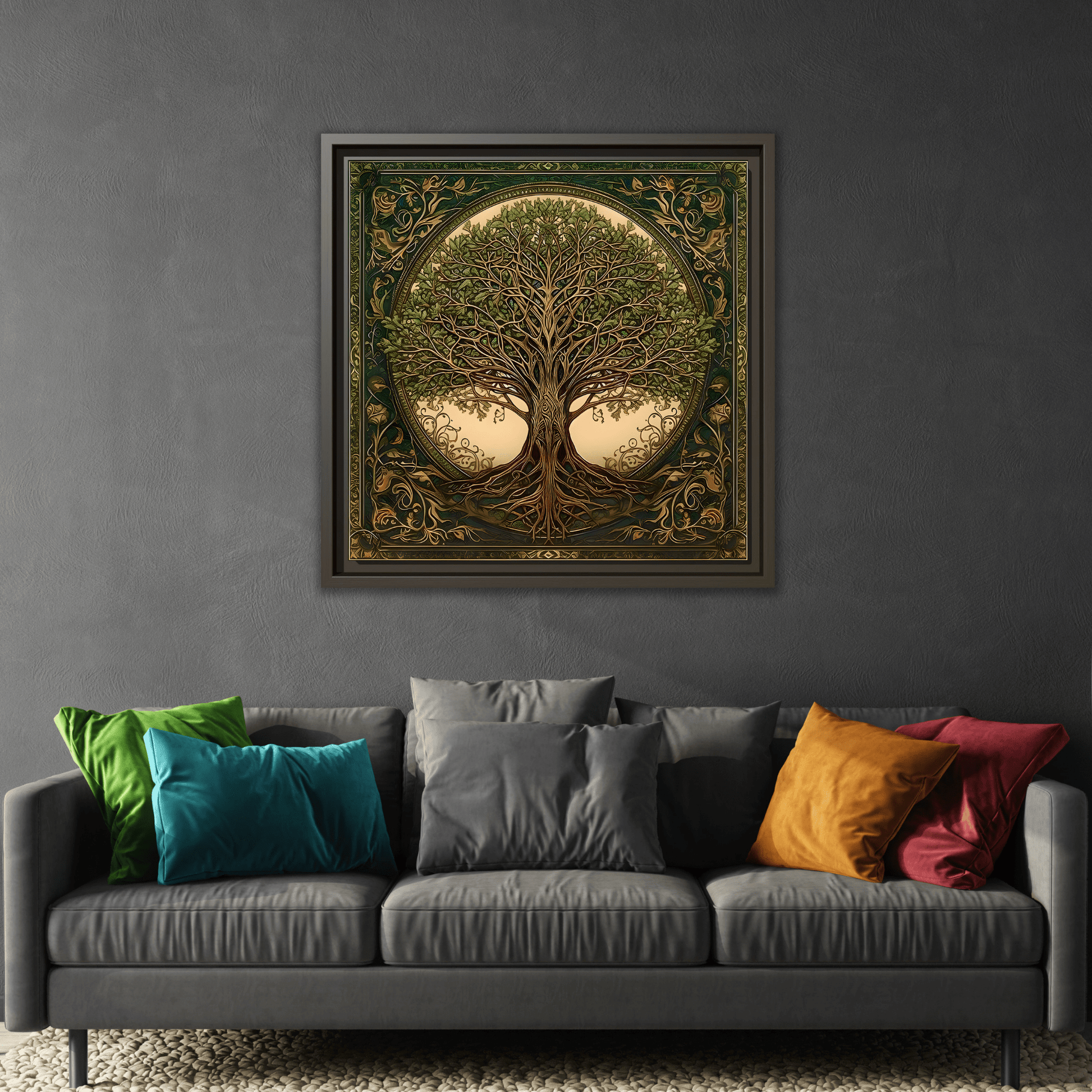 Canvas Print, Framed Tree of Life Mandala, Celtic Wall Art