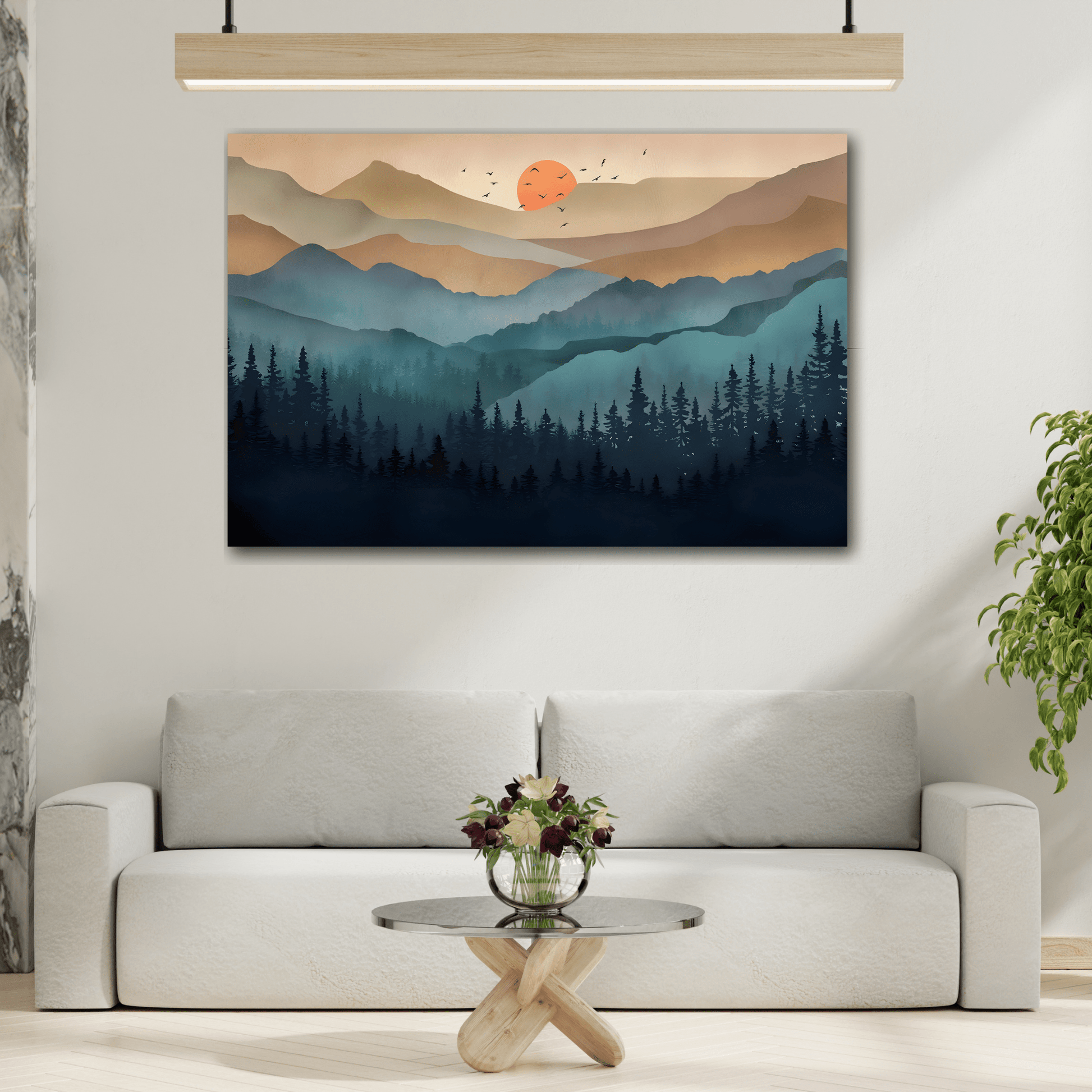 Canvas Wall Art Abstract Mountain Boho Nature Print Mid Century Modern Decor