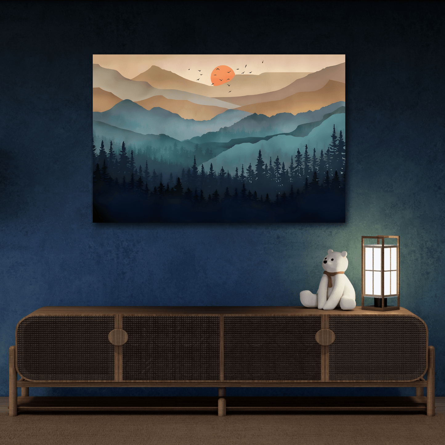 Canvas Wall Art Abstract Mountain Boho Nature Print Mid Century Modern Decor