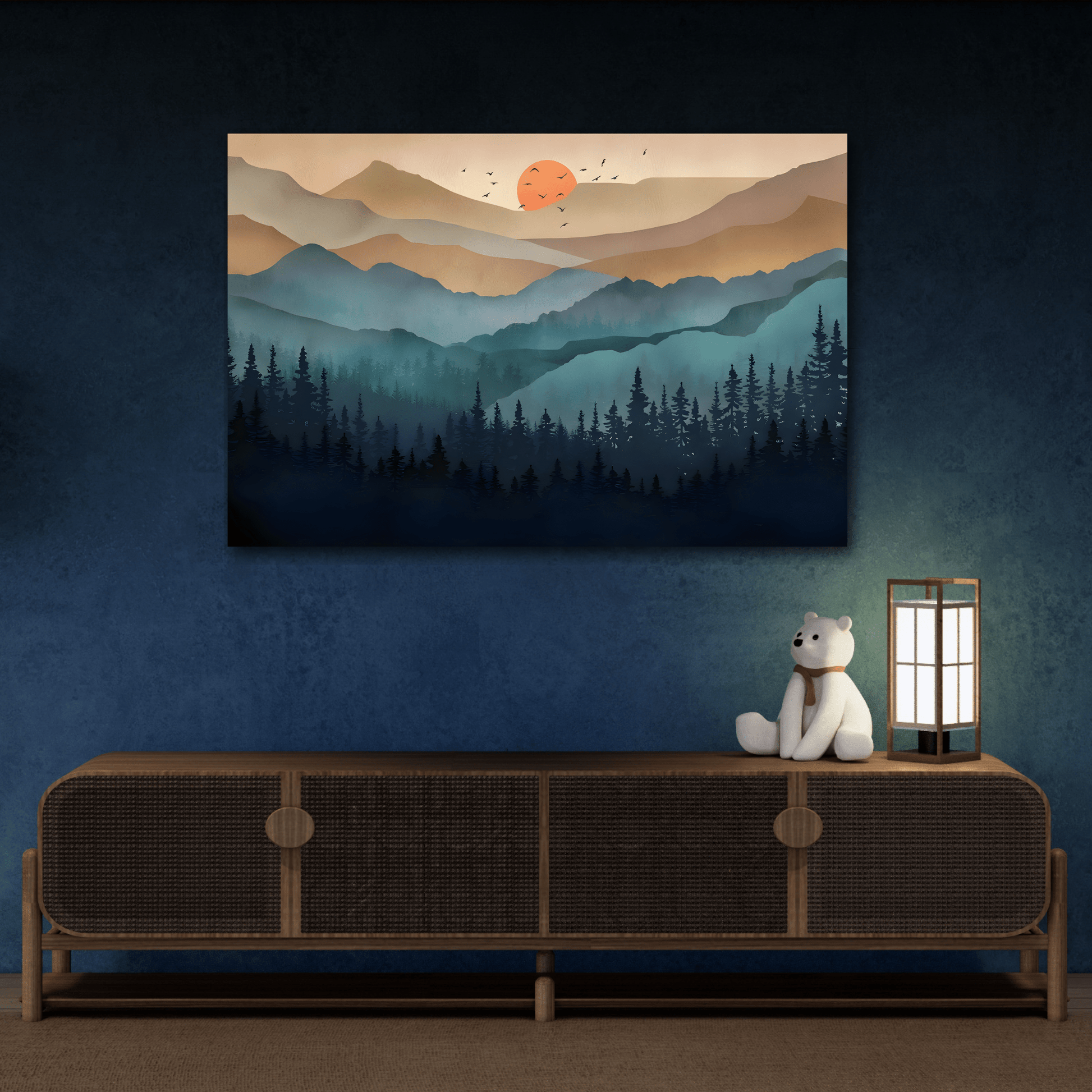 Canvas Wall Art Abstract Mountain Boho Nature Print Mid Century Modern Decor