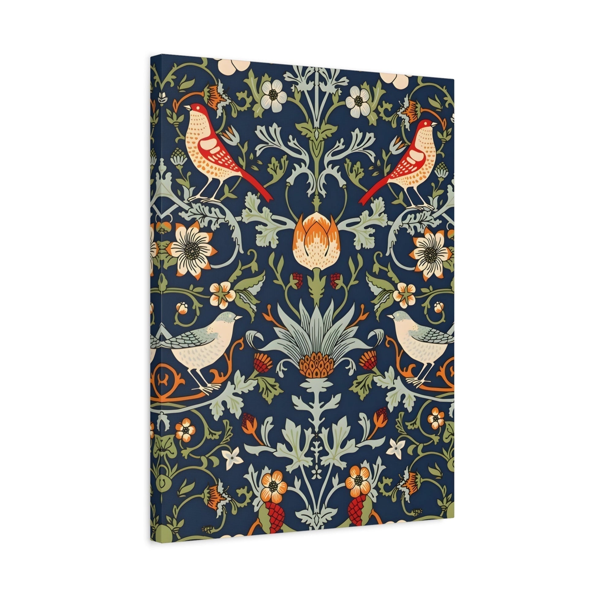 Canvas Wall Art Morris Floral Bird Botanical Print - Modern Flowers Minimalist Artwork