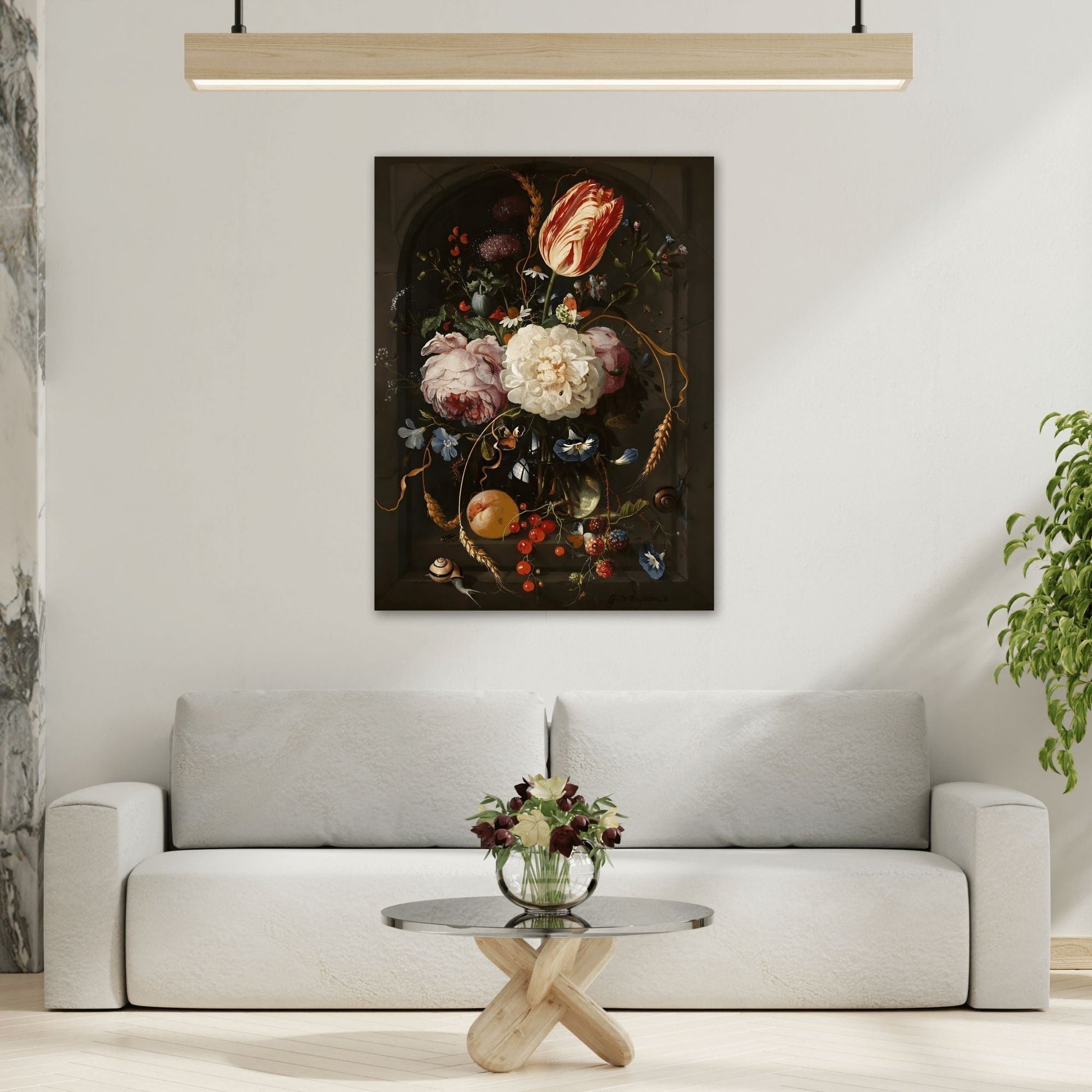 Canvas Wall Art Print - Moody Flowers Floral Botanical Minimalist Modern Boho Decor