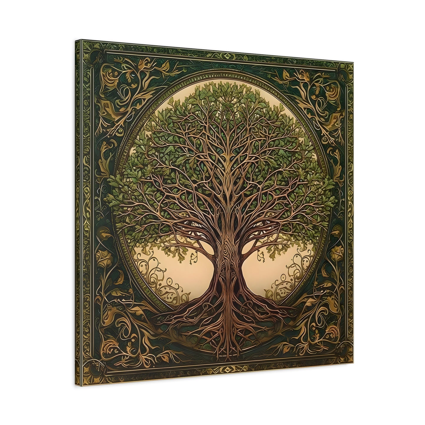 Canvas Wall Art Print, Tree of Life Celtic Norse Mythology Symbolic Mandala