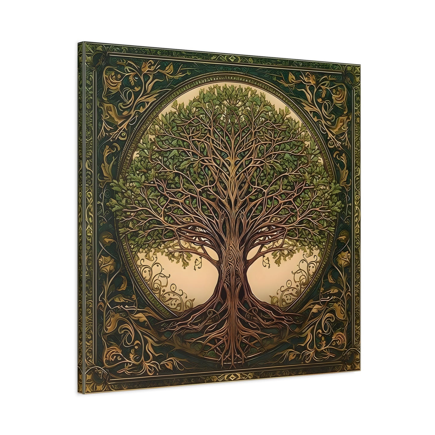 Canvas Wall Art Print, Tree of Life Celtic Norse Mythology Symbolic Mandala