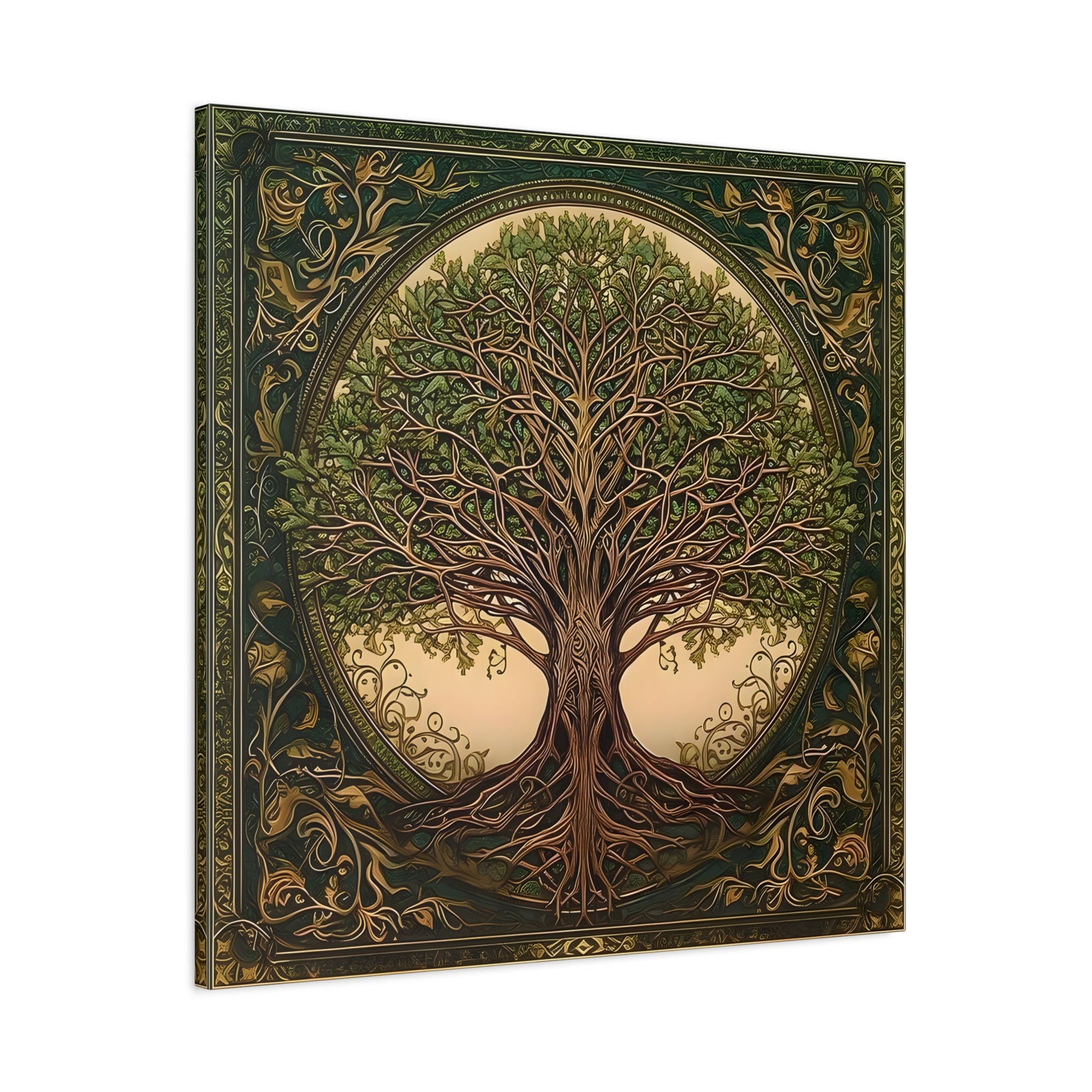 Canvas Wall Art Print, Tree of Life Celtic Norse Mythology Symbolic Mandala