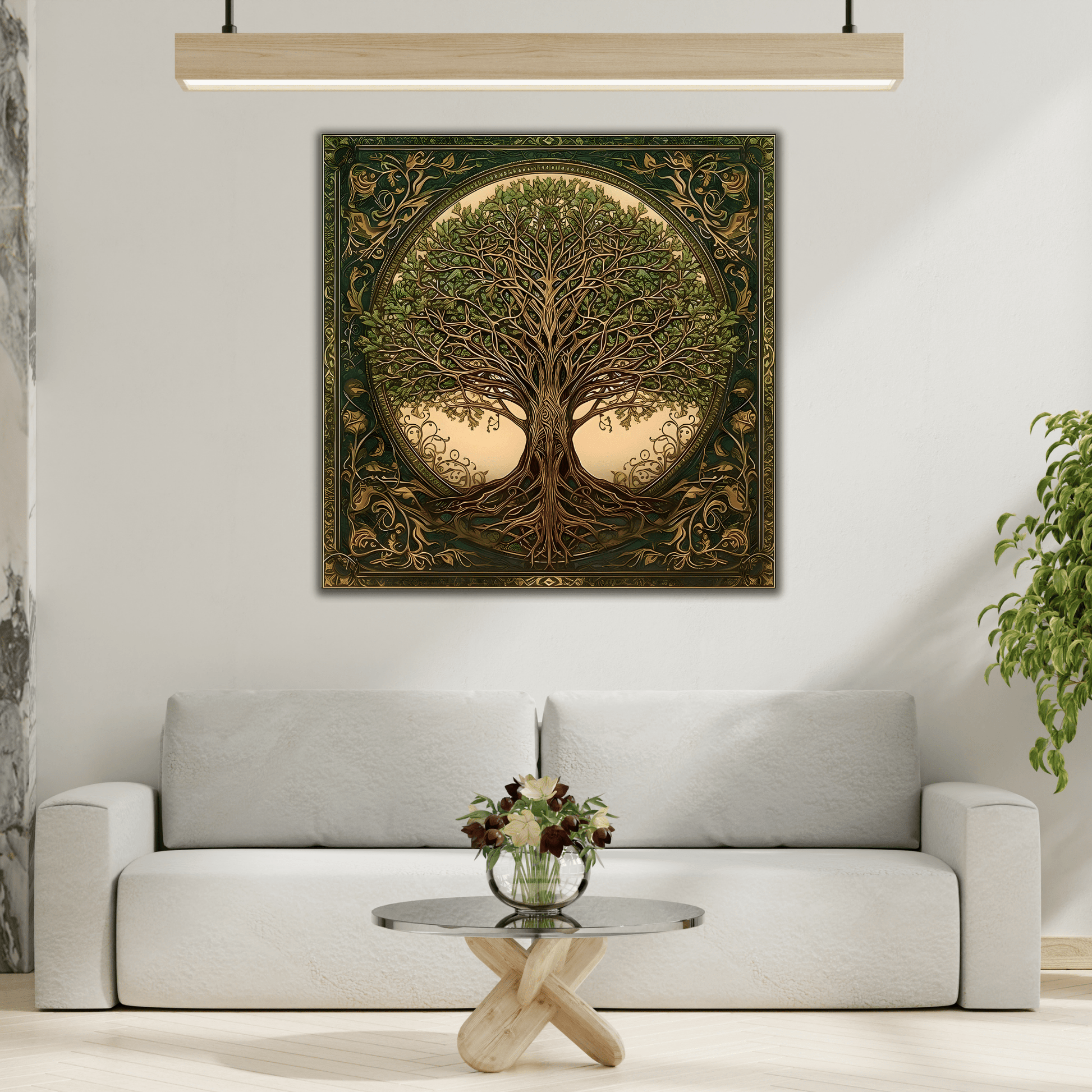 Canvas Wall Art Print, Tree of Life Celtic Norse Mythology Symbolic Mandala