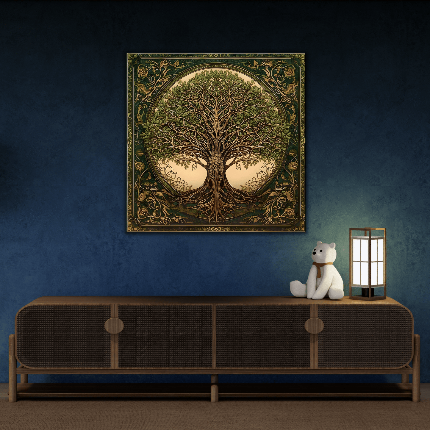Canvas Wall Art Print, Tree of Life Celtic Norse Mythology Symbolic Mandala