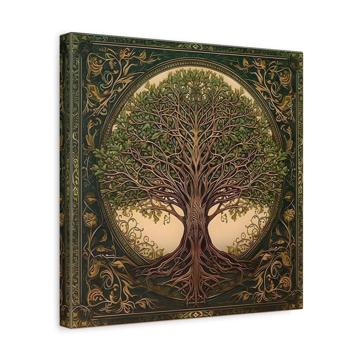 Canvas Wall Art Print, Tree of Life Celtic Norse Mythology Symbolic Mandala
