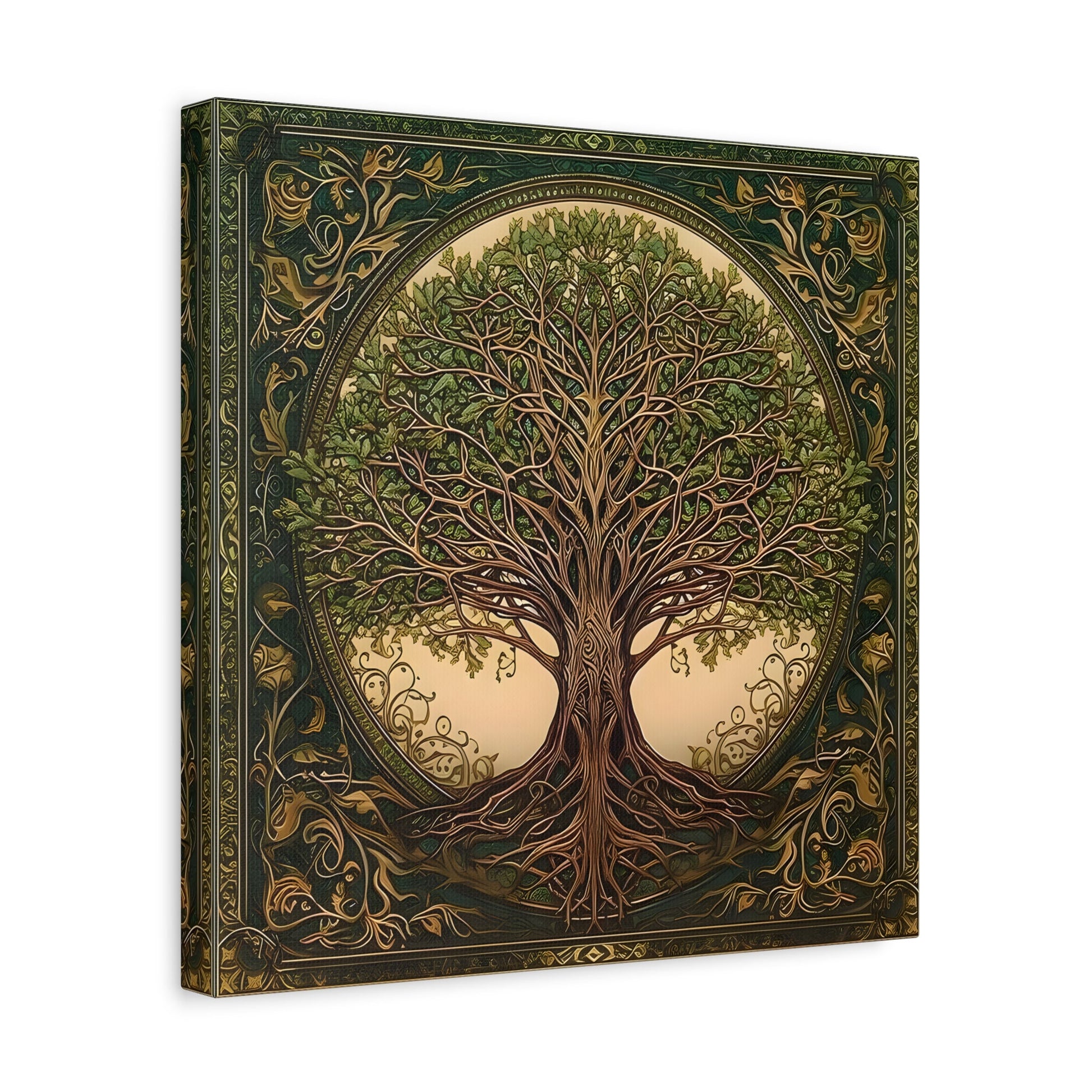 Canvas Wall Art Print, Tree of Life Celtic Norse Mythology Symbolic Mandala