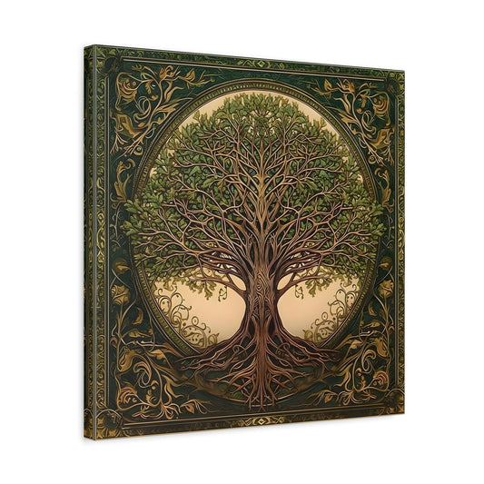 Canvas Wall Art Print, Tree of Life Celtic Norse Mythology Symbolic Mandala