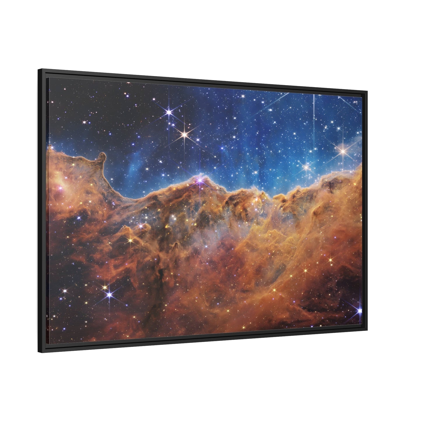 Carina Nebula NASA Deep Field James Webb Space Telescope - Cosmic Cliffs Canvas Wall Art Print in Black Frame