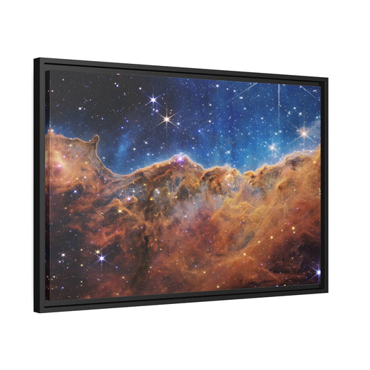 Carina Nebula NASA Deep Field James Webb Space Telescope - Cosmic Cliffs Canvas Wall Art Print in Black Frame