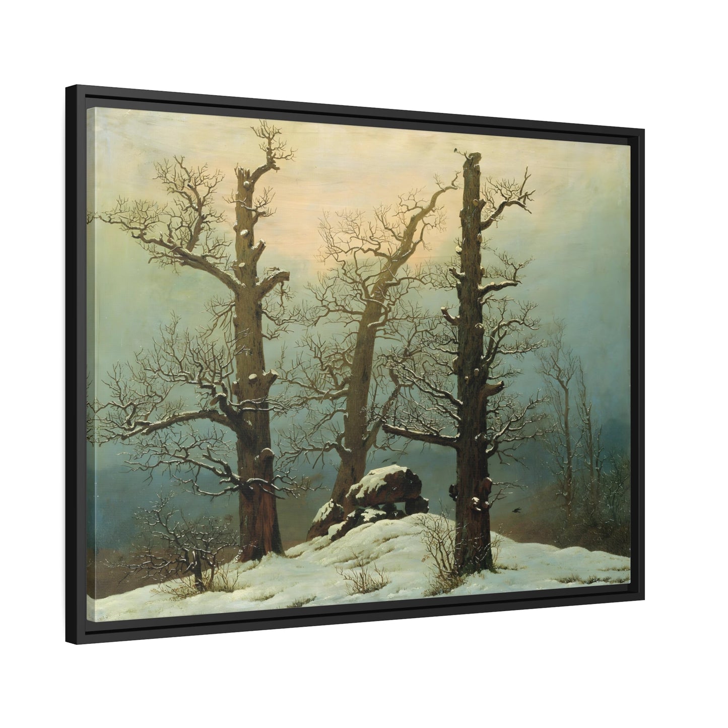 Caspar David Friedrich Cairn Dolmen in the Snow - Framed Canvas Art Reproduction