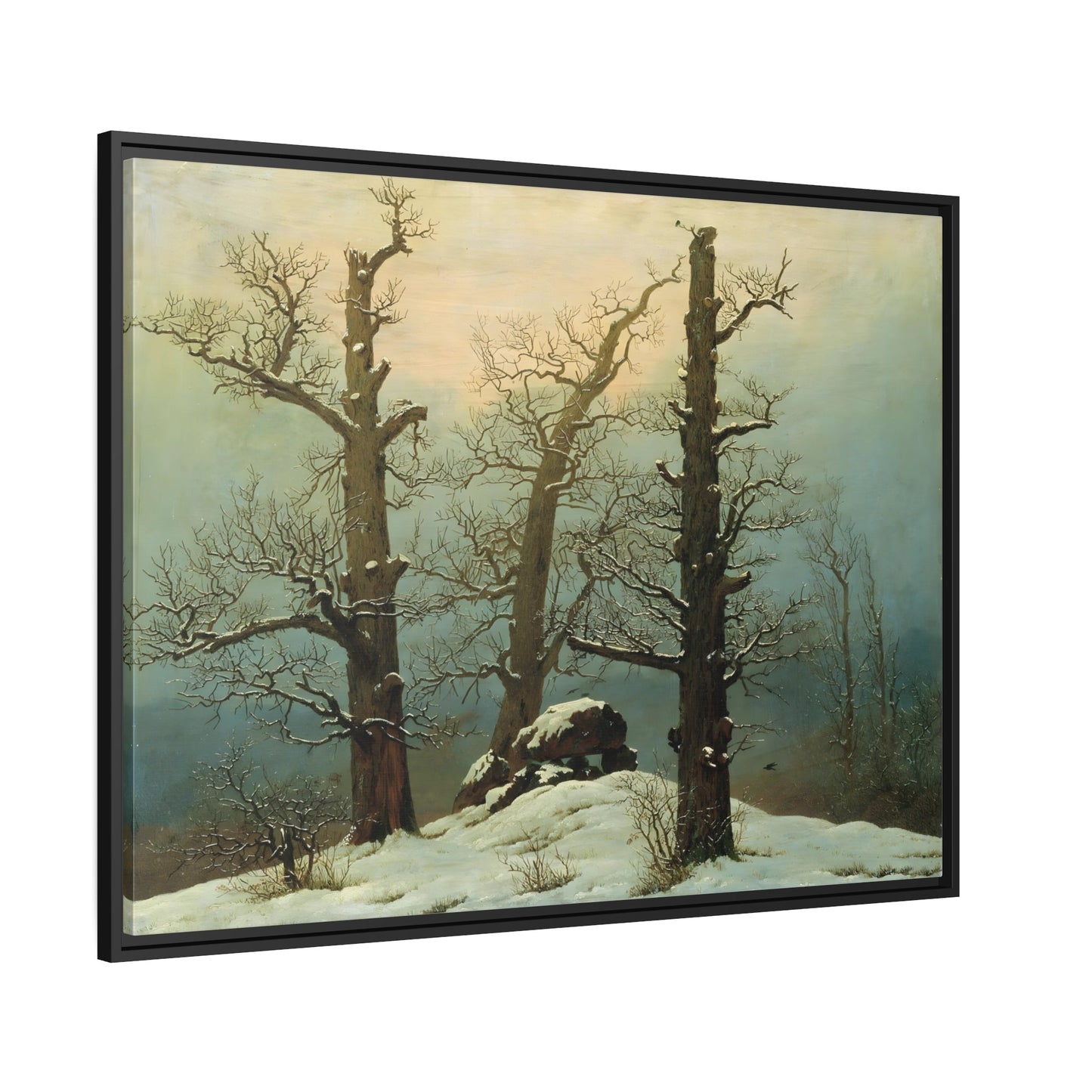 Caspar David Friedrich Cairn Dolmen in the Snow - Framed Canvas Art Reproduction