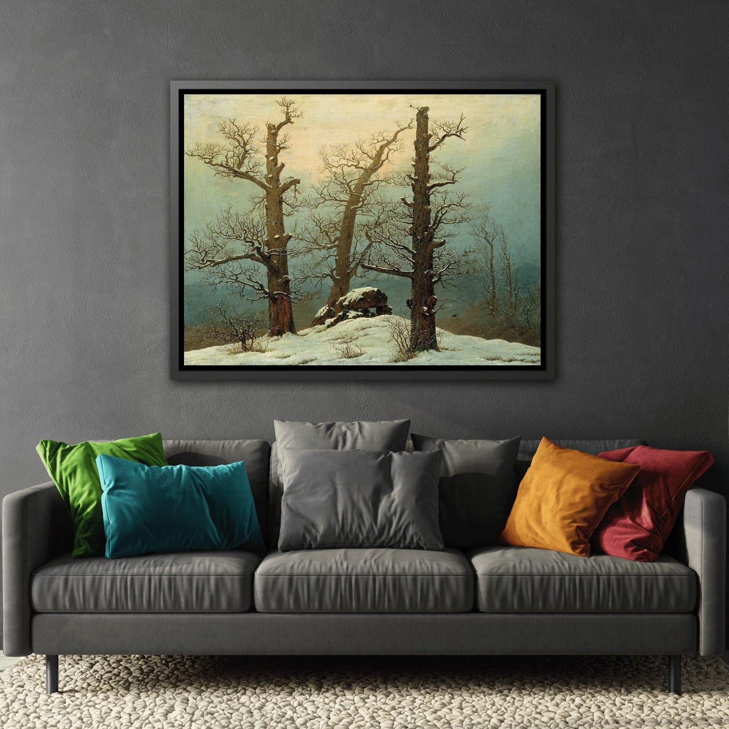 Caspar David Friedrich Cairn Dolmen in the Snow - Framed Canvas Art Reproduction