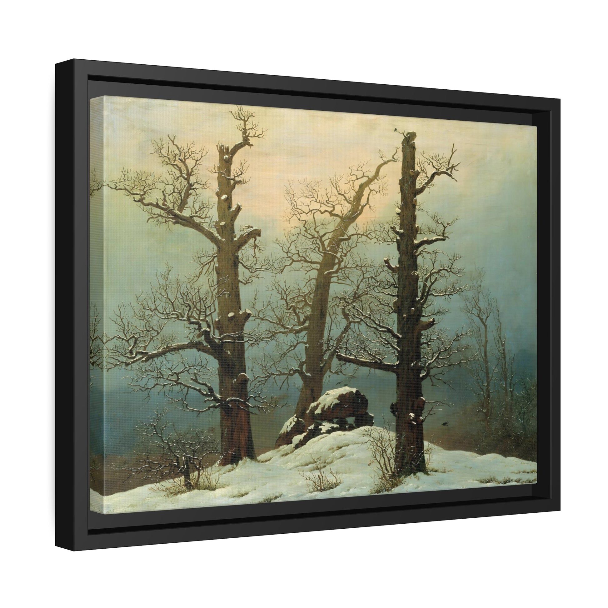 Caspar David Friedrich Cairn Dolmen in the Snow - Framed Canvas Art Reproduction