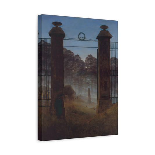 Caspar David Friedrich Cemetery Entrance - Framed Canvas Wall Art Painting Print