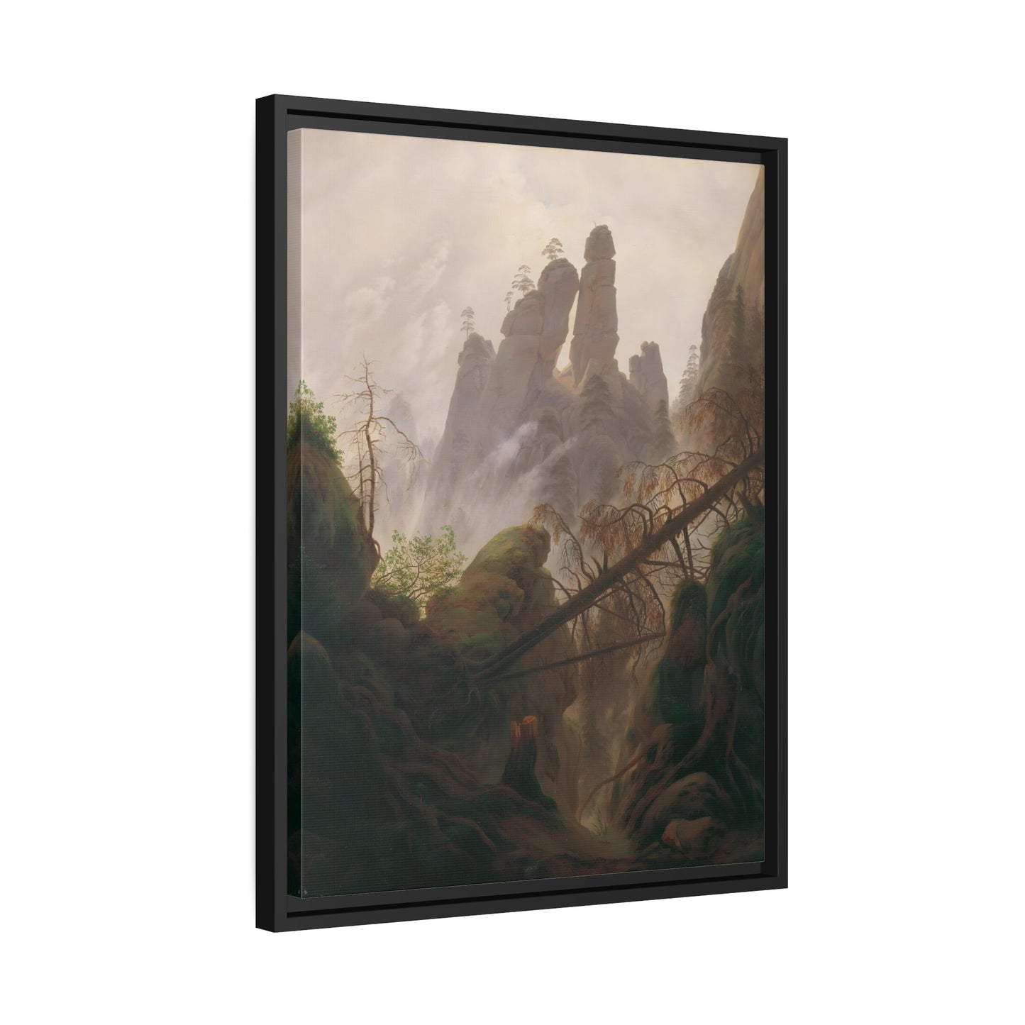 Caspar David Friedrich Rocky Mountains Landscape - Framed Canvas Art Reproduction