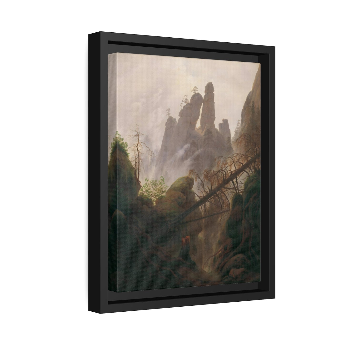 Caspar David Friedrich Rocky Mountains Landscape - Framed Canvas Art Reproduction