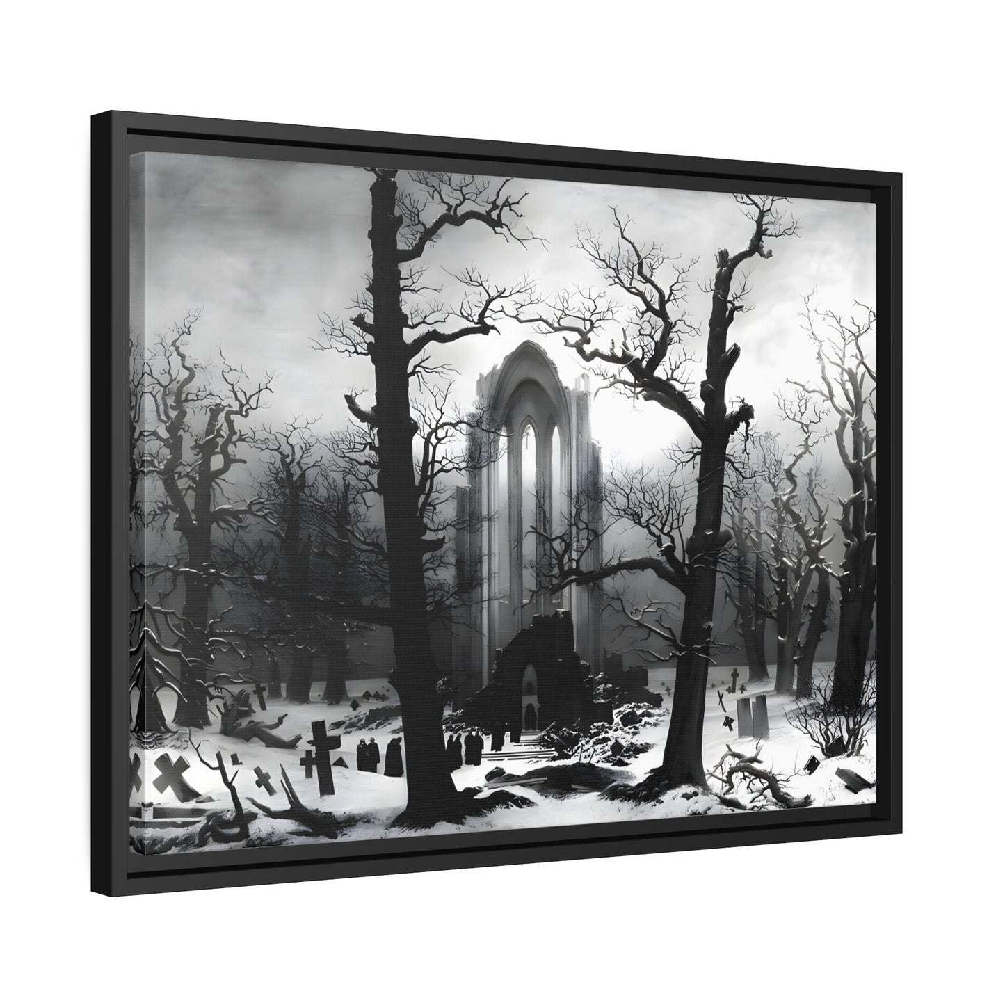 Caspar David Friedrich Ruins of a Monastery in the Snow - Framed Canvas Art Reproduction