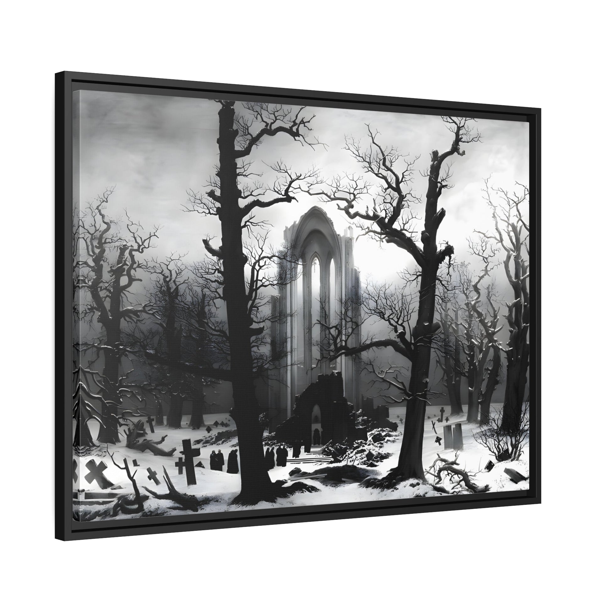 Caspar David Friedrich Ruins of a Monastery in the Snow - Framed Canvas Art Reproduction