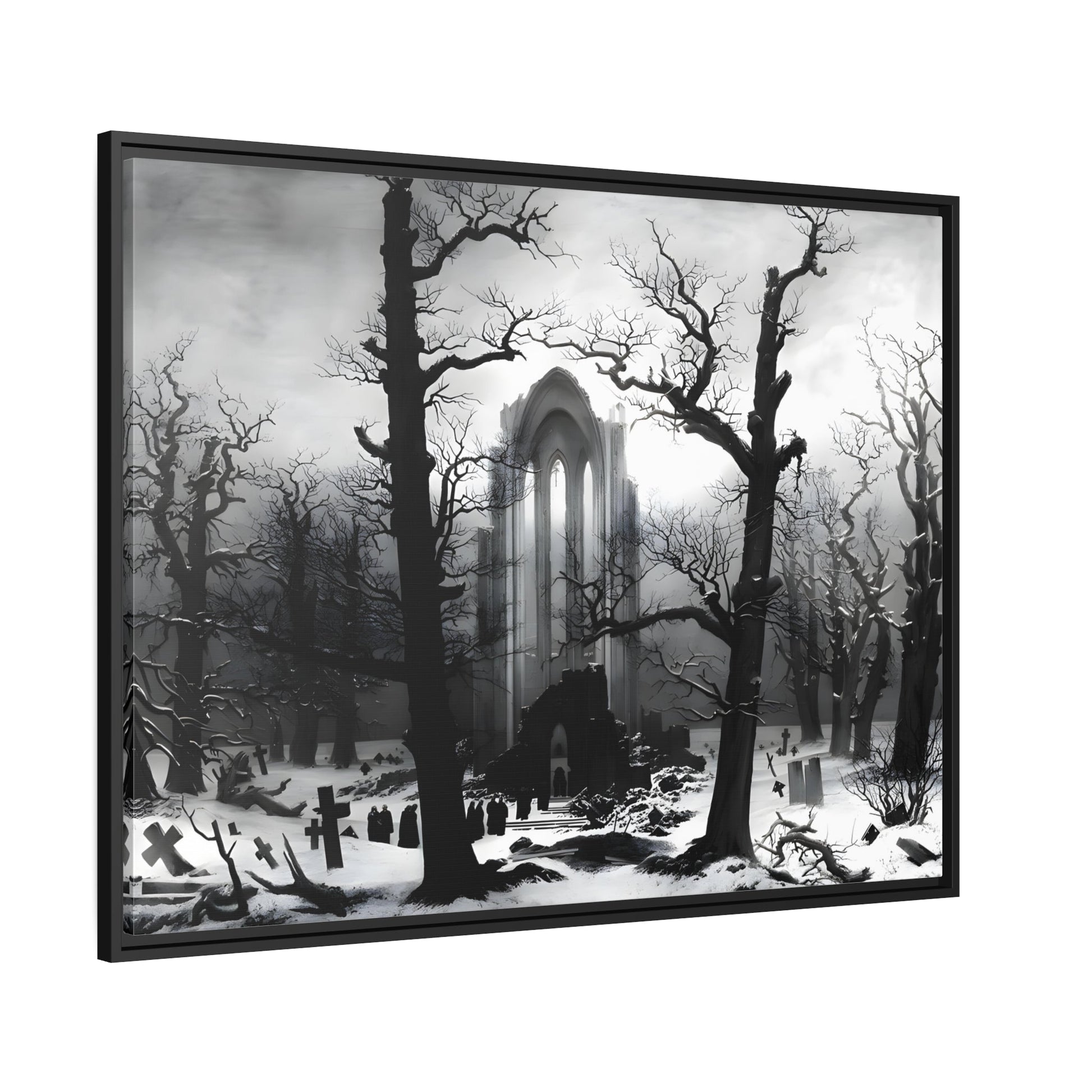 Caspar David Friedrich Ruins of a Monastery in the Snow - Framed Canvas Art Reproduction