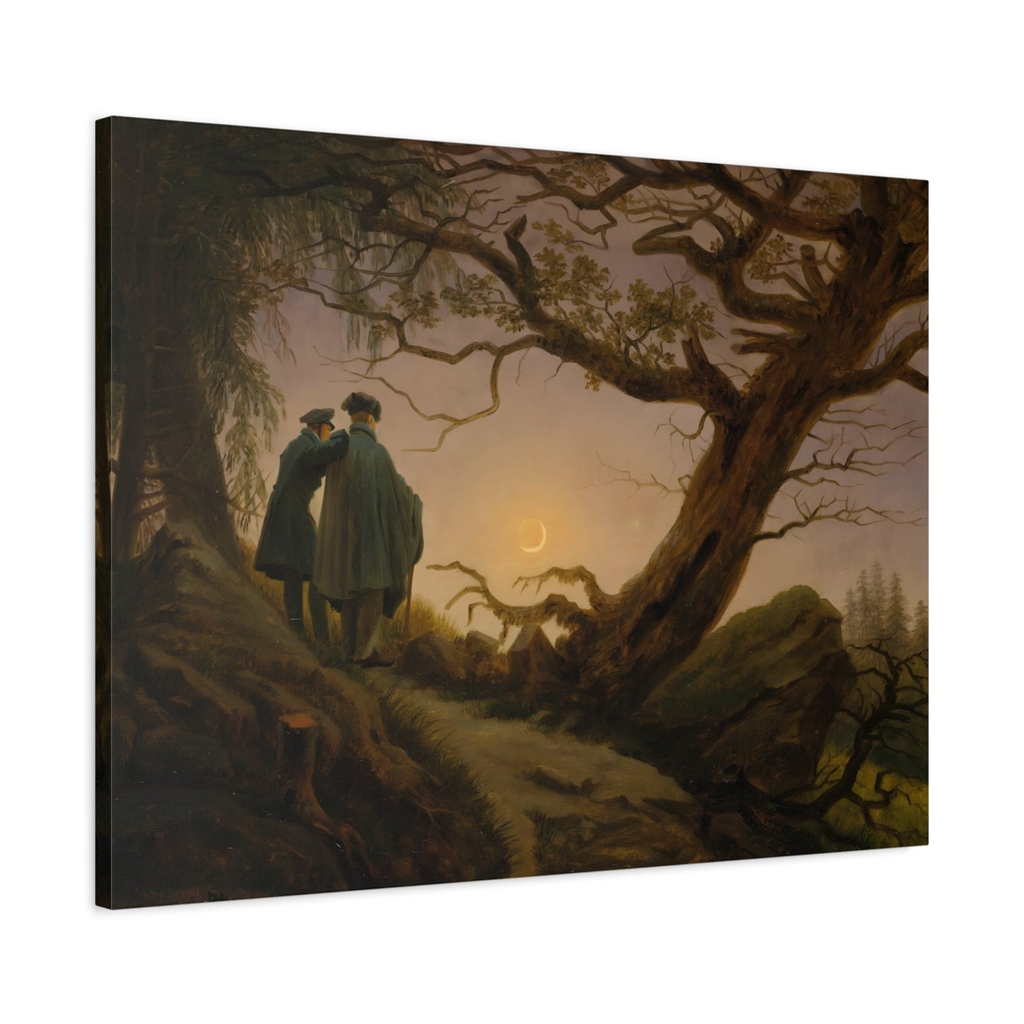 Caspar David Friedrich Two Men Contemplating the Moon - Canvas Wall Art Print