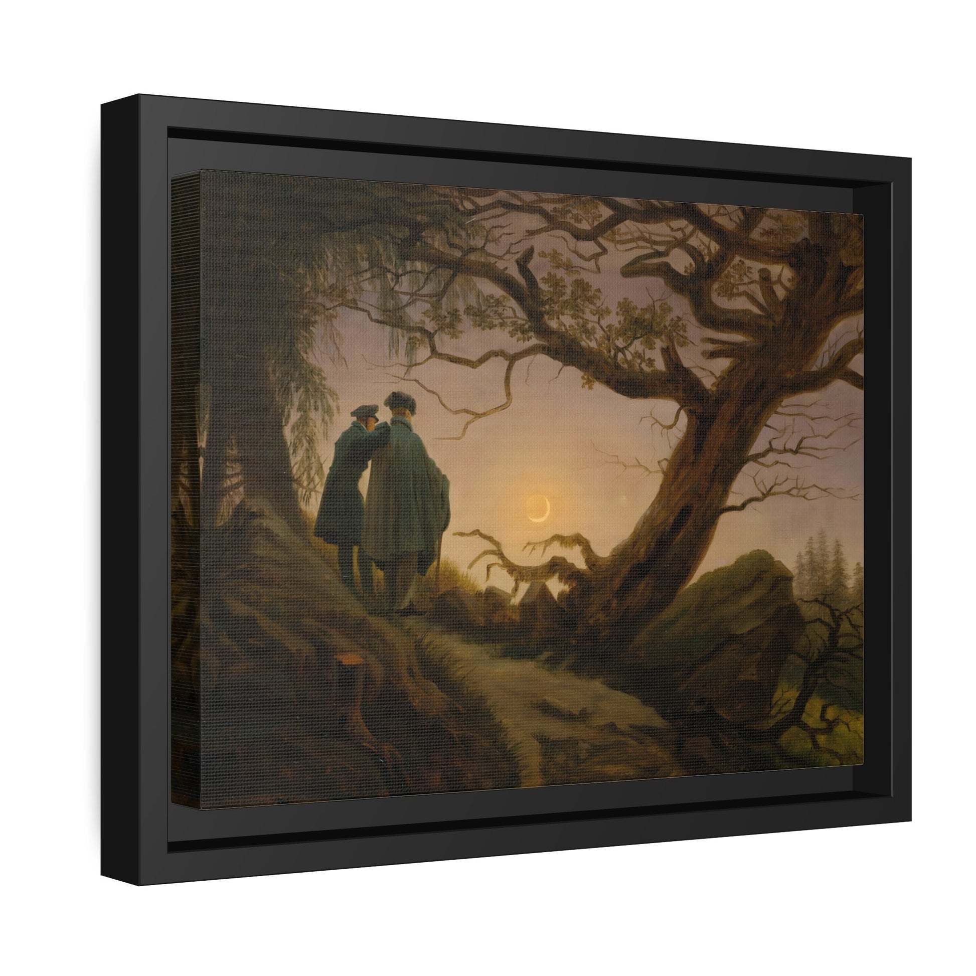 Caspar David Friedrich Two Men Contemplating the Moon - Framed Canvas Art Reproduction