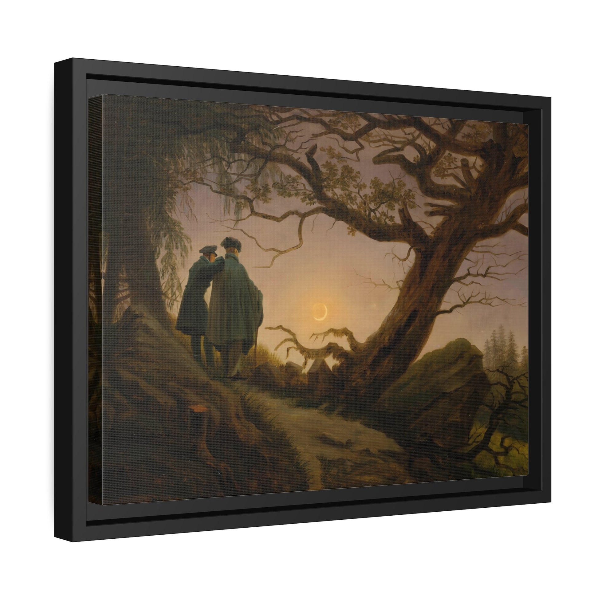 Caspar David Friedrich Two Men Contemplating the Moon - Framed Canvas Art Reproduction