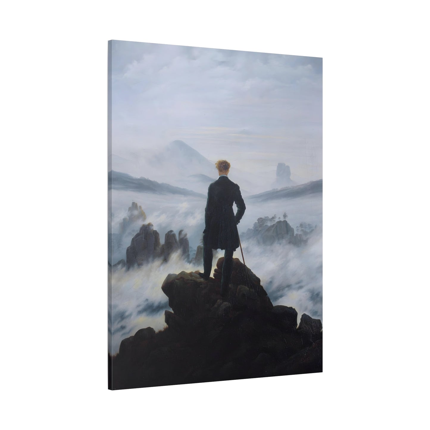 Caspar David Friedrich Wanderer Above the Sea of Fog - Framed Canvas Wall Art Painting Print